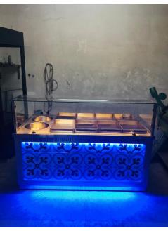 Dining Table and Soup Counter with Front Led Light and Decor