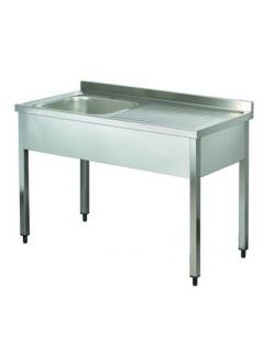 Stainless Single Worktop with Sink 140 CM Without Bottom Shelf With Back Left Sink PTE 150 MRS-EN-220