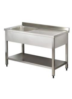 Stainless Single Left Sink Base Shelf Backed Work Table 120 CM MRS-EN-218