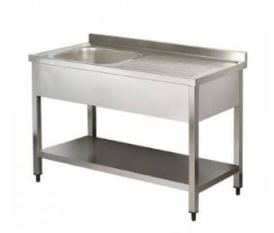 100x60x85 Stainless Single Work Table with Left Sink, Bottom Shelf and Back MRS-EN-185