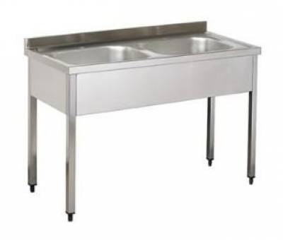 120x60x85  With 2 Stainless Sink, Under Counter, Open Back MRS-EN-184
