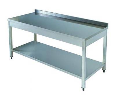 Stainless Work Table with Bottom Shelf and Back 100 cm 10 MRS-EN-225