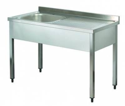 Stainless Single Worktop with Sink 140 CM Without Bottom Shelf With Back Left Sink PTE 150 MRS-EN-220